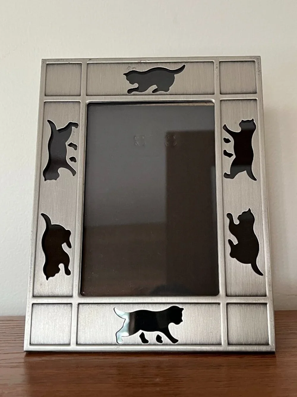 Silver Kitty Cat Photo Frame 5x7